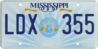 MS license plate LDX355