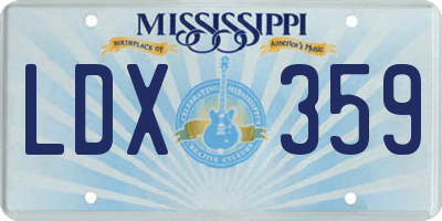 MS license plate LDX359