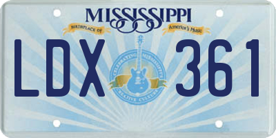 MS license plate LDX361