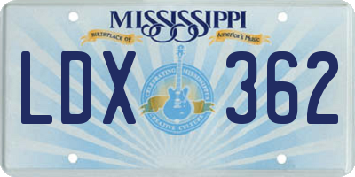 MS license plate LDX362