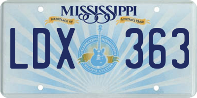 MS license plate LDX363