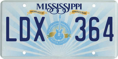 MS license plate LDX364