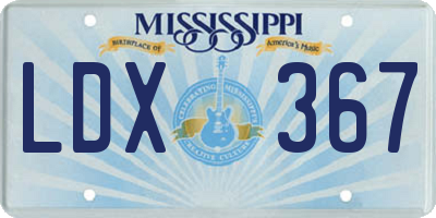 MS license plate LDX367