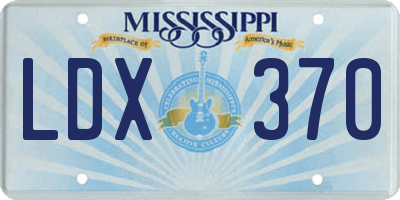 MS license plate LDX370