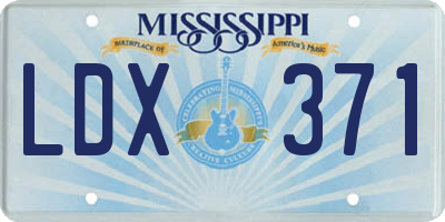 MS license plate LDX371