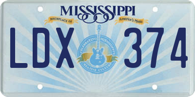 MS license plate LDX374