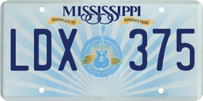 MS license plate LDX375
