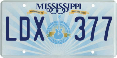 MS license plate LDX377