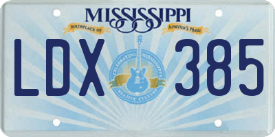 MS license plate LDX385