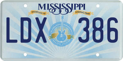 MS license plate LDX386