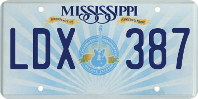 MS license plate LDX387