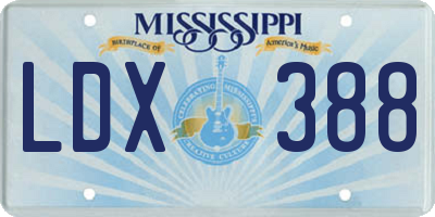 MS license plate LDX388