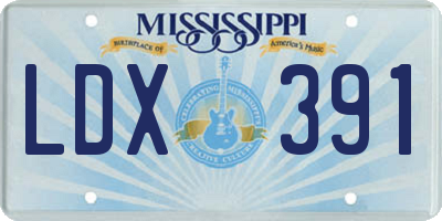 MS license plate LDX391