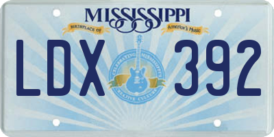 MS license plate LDX392