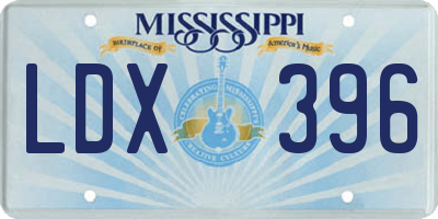 MS license plate LDX396