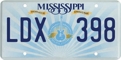MS license plate LDX398