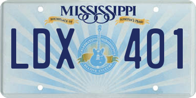 MS license plate LDX401