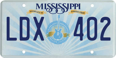 MS license plate LDX402