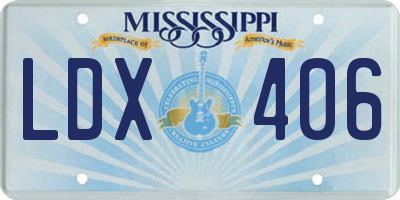 MS license plate LDX406