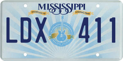 MS license plate LDX411