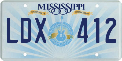 MS license plate LDX412