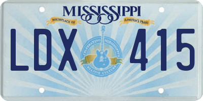 MS license plate LDX415