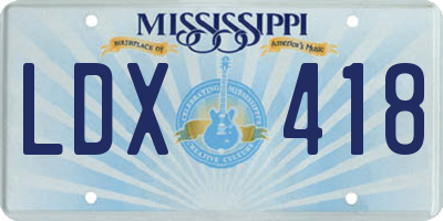 MS license plate LDX418