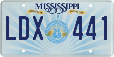 MS license plate LDX441