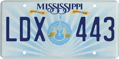 MS license plate LDX443
