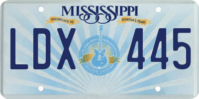 MS license plate LDX445