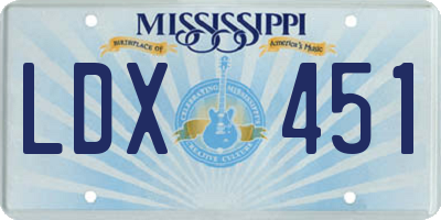 MS license plate LDX451