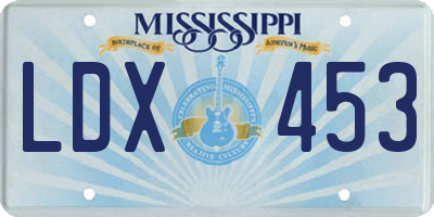 MS license plate LDX453