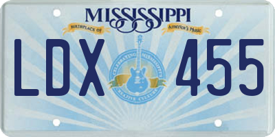 MS license plate LDX455