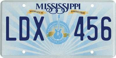 MS license plate LDX456