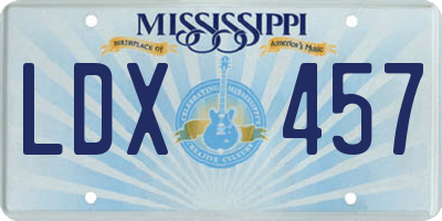 MS license plate LDX457