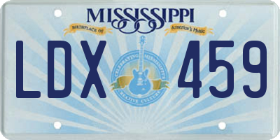 MS license plate LDX459
