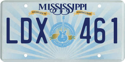 MS license plate LDX461