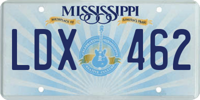 MS license plate LDX462