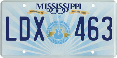 MS license plate LDX463