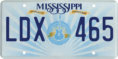 MS license plate LDX465
