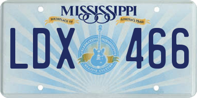 MS license plate LDX466