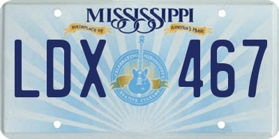 MS license plate LDX467