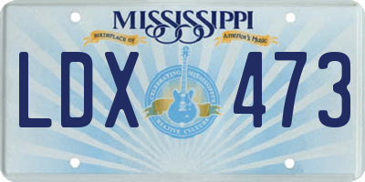 MS license plate LDX473