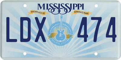 MS license plate LDX474