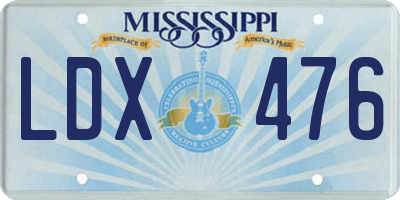 MS license plate LDX476