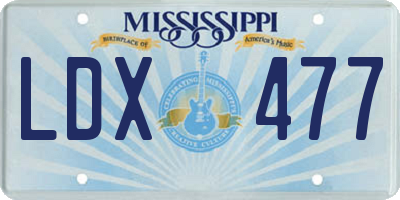 MS license plate LDX477