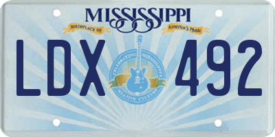 MS license plate LDX492