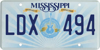 MS license plate LDX494