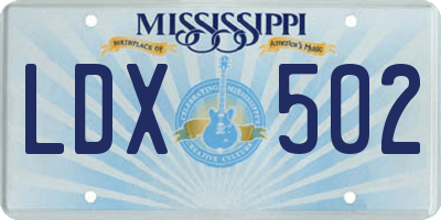 MS license plate LDX502