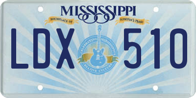 MS license plate LDX510